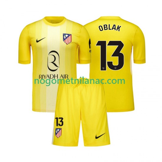 Golmanski Dres - Dres Atlético Madrid Jan Oblak 13 Domaći 2025-2026 Kratkih Rukava - Dječji