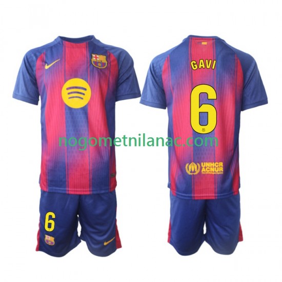 Dres FC Barcelona Gavi 6 Domaći 2025-2026 Kratkih Rukava - Dječji