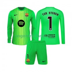 Golmanski Dres - Dres FC Barcelona Ter Stegen 1 Domaći 2025-2026 Dugim Rukavima - Dječji