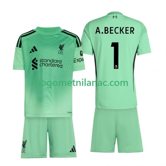 Golmanski Dres - Dres Liverpool Alisson Becker 1 Domaći 2025-2026 Kratkih Rukava - Dječji