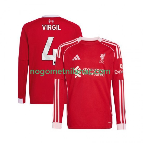 Dres Liverpool Virgil van Dijk 4 Domaći 2025-2026 Dugim Rukavima - Muški