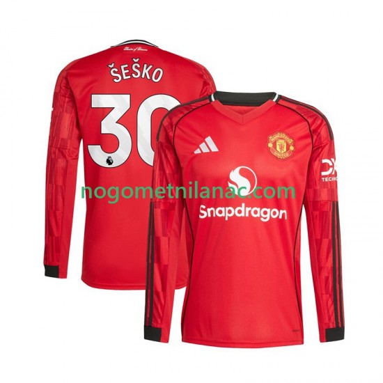 Dres Manchester United Benjamin Sesko 30 Domaći 2025-2026 Dugim Rukavima - Muški