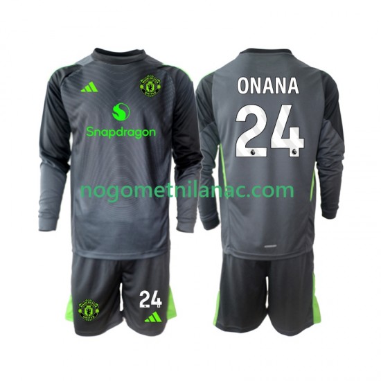 Golmanski Dres - Dres Manchester United Andre Onana 24 Gostujući 2025-2026 Dugim Rukavima - Dječji