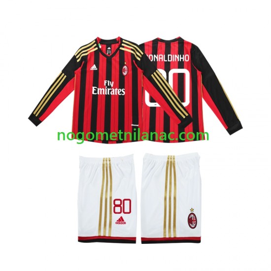 Dres AC Milan RONALDINHO 80 2013 2014 Retro Domaći Dugim Rukavima - Dječji