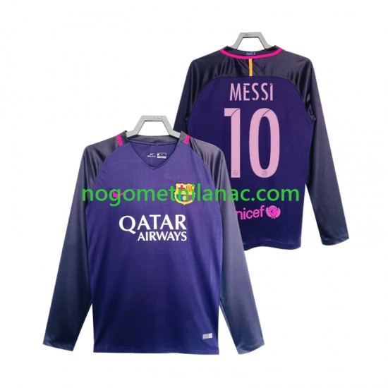 Dres FC Barcelona Lionel Messi 10 2016 2017 Retro Gostujući Dugim Rukavima - Muški