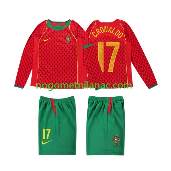 Dres Portugal Cristiano Ronaldo 17 Retro Domaći 2004 Dugim Rukavima - Dječji