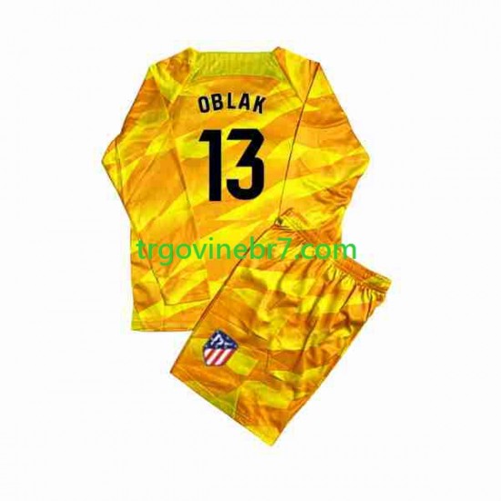 Golmanski Dres - Dres Atlético Madrid Jan Oblak 13 Orangecolor 2023-2024 Dugim Rukavima - Dječji