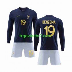 Dres Francuska Benzema 19 Domaći World Cup 2022 Dugim Rukavima - Dječji