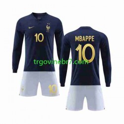 Dres Francuska Mbappé 10 Domaći World Cup 2022 Dugim Rukavima - Dječji Dres Francuska Mbappé 10 Domaći World Cup 2022 Dugim Rukavima - Dječji
