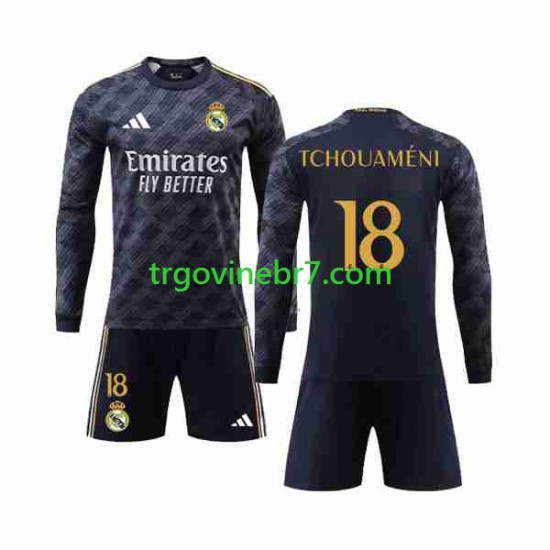 Dres Real Madrid Aurelien Tchouameni 18 Gostujući 2023-2024 Dugim Rukavima - Dječji
