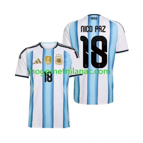 Dres Argentina Nico Paz 18 Domaći World Cup 2026 Kratkih Rukava - Muški