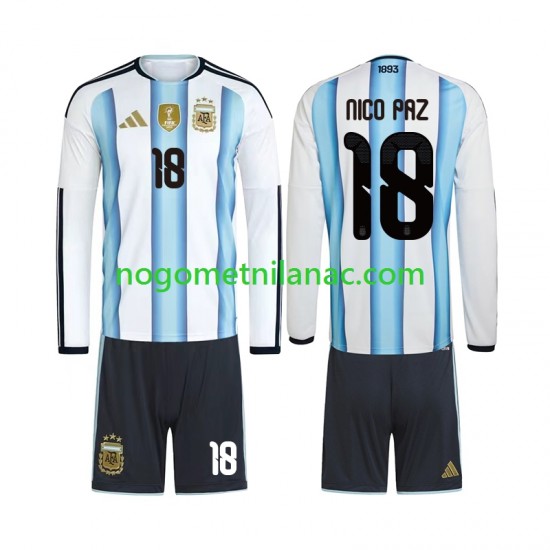 Dres Argentina Nico Paz 18 Domaći World Cup 2026 Dugim Rukavima - Dječji