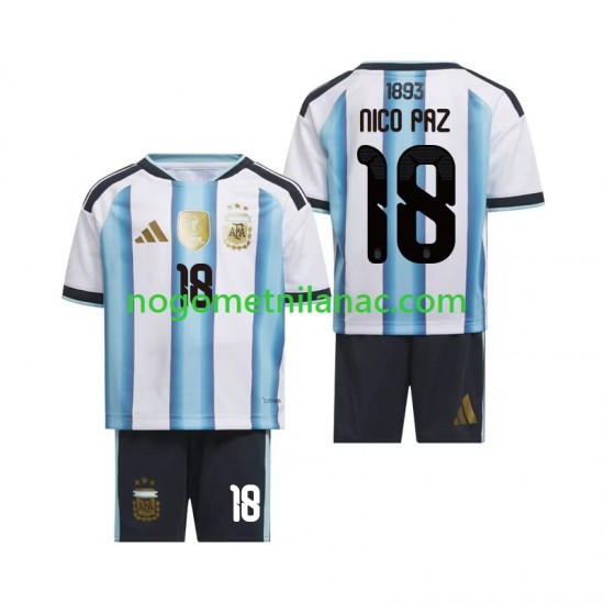 Dres Argentina Nico Paz 18 Domaći World Cup 2026 Kratkih Rukava - Dječji