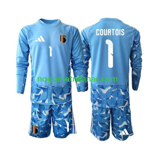 Golmanski Dres - Dres Belgija Thibaut Courtois 1 Domaći World Cup 2026 Dugim Rukavima - Dječji