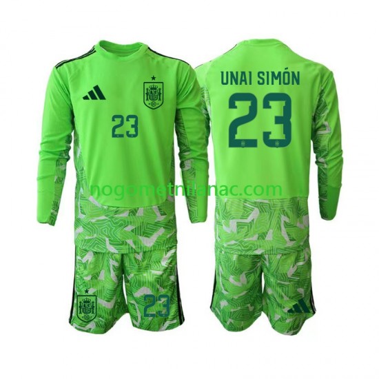 Golmanski Dres - Dres Španjolska Unai Simon 23 6th Green color World Cup 2026 Dugim Rukavima - Dječji