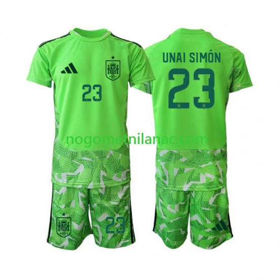 Golmanski Dres - Dres Španjolska Unai Simon 23 6th Green color World Cup 2026 Kratkih Rukava - Dječji
