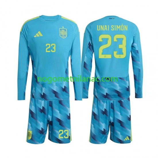 Golmanski Dres - Dres Španjolska Unai Simon 23 Domaći World Cup 2026 Dugim Rukavima - Dječji
