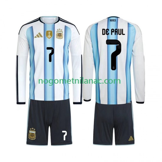 Dres Argentina Rodrigo De Paul 7 Domaći World Cup 2026 Dugim Rukavima - Dječji