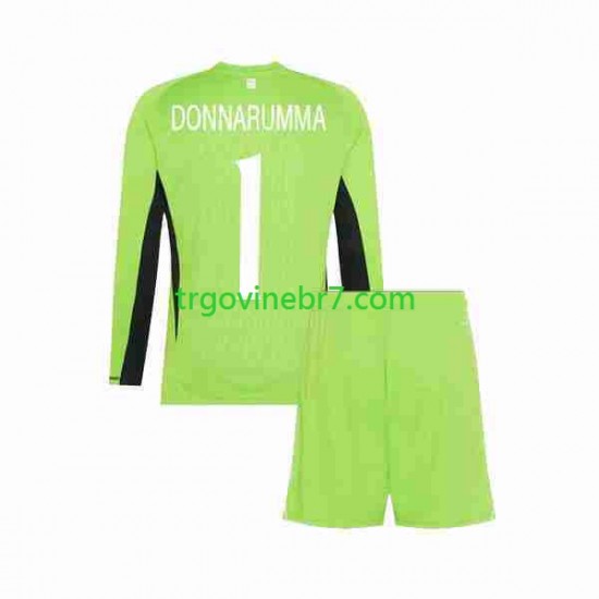 Golmanski Dres - Dres Italija Donnarumma 1 Domaći 2023 Dugim Rukavima - Dječji
