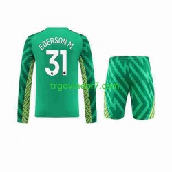 Golmanski Dres - Dres Manchester City Ederson Moraes 31 Domaći 2023-2024 Dugim Rukavima - Dječji