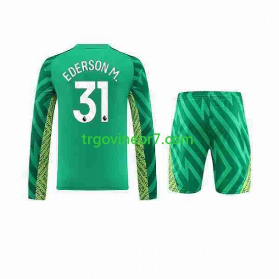 Golmanski Dres - Dres Manchester City Ederson Moraes 31 Domaći 2023-2024 Dugim Rukavima - Dječji
