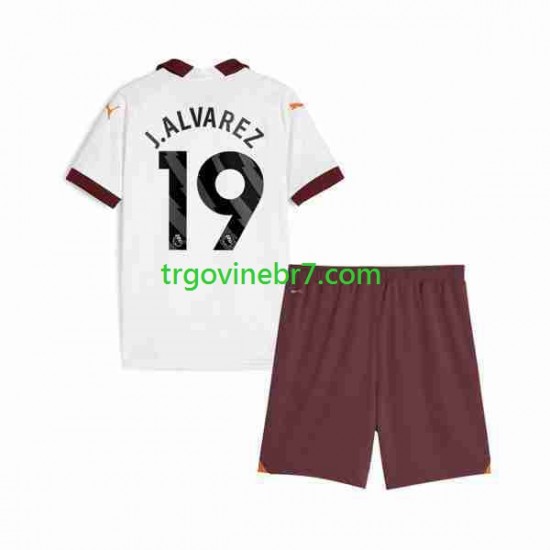 Dres Manchester City Julian Alvarez 19 Gostujući 2023-2024 Kratkih Rukava - Dječji