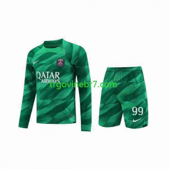 Golmanski Dres - Dres Paris Saint-Germain Donnarumma 99 Domaći 2023-2024 Dugim Rukavima - Dječji