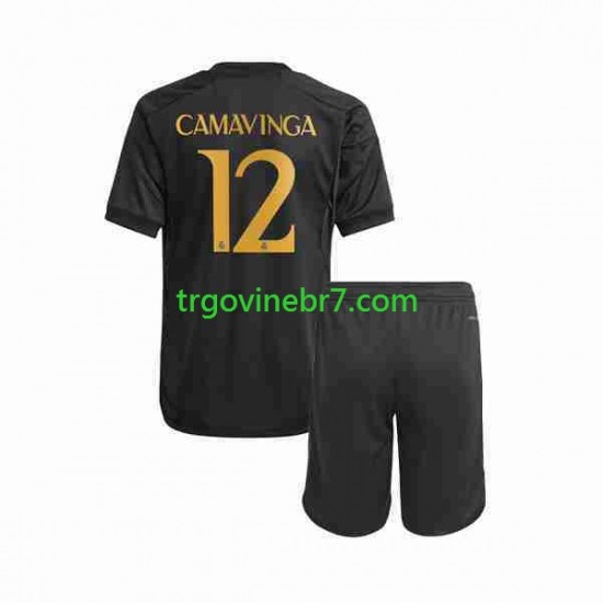 Dres Real Madrid Eduardo Camavinga 12 Treći 2023-2024 Kratkih Rukava - Dječji