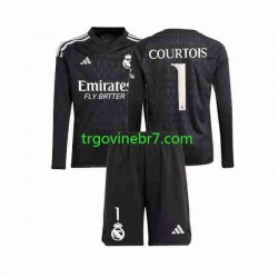 Golmanski Dres - Dres Real Madrid Thibaut Courtois 1 Gostujući 2023-2024 Dugim Rukavima - Dječji