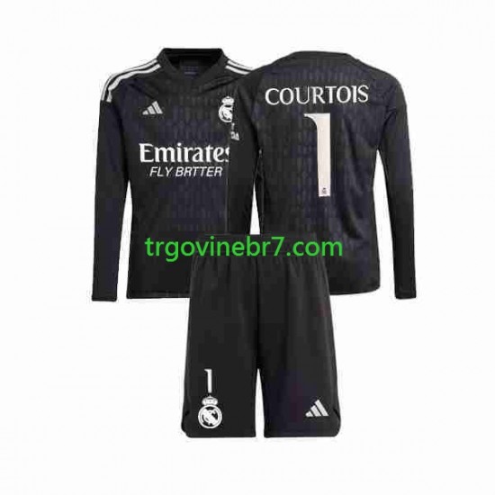 Golmanski Dres - Dres Real Madrid Thibaut Courtois 1 Gostujući 2023-2024 Dugim Rukavima - Dječji