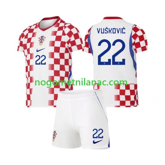 Dres Hrvatska Luka Vuskovic 22 Domaći World Cup 2026 Kratkih Rukava - Dječji