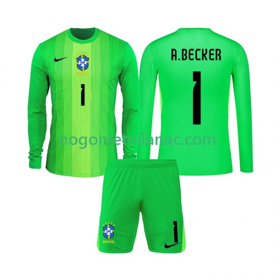 Golmanski Dres - Dres Brazil Alisson Becker 1 Domaći 2026 Dugim Rukavima - Dječji