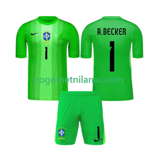 Golmanski Dres - Dres Brazil Alisson Becker 1 Domaći 2026 Kratkih Rukava - Dječji