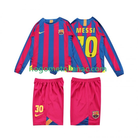 Dres FC Barcelona Lionel Messi 10 2005 Retro Domaći 2006 Dugim Rukavima - Dječji