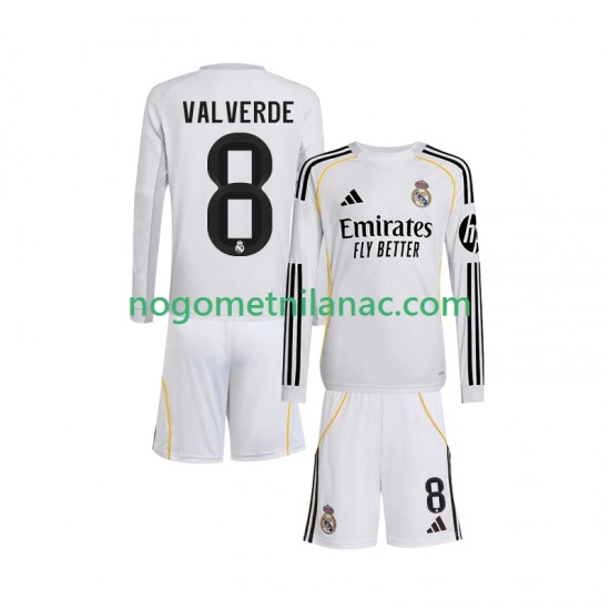 Dres Real Madrid Valverde 8 Domaći 2025-2026 Dugim Rukavima - Dječji