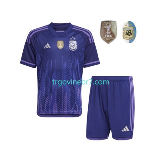 Dres Argentina 3 Stars Gostujući World Cup 2022 Kratkih Rukava - Dječji