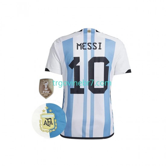 Dres Argentina Messi 10 3 Stars Domaći World Cup 2022 Kratkih Rukava - Muški
