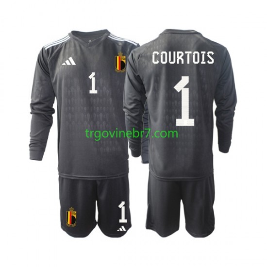 Golmanski Dres - Dres Belgija Courtois 1 Gostujući 2022 Dugim Rukavima - Dječji