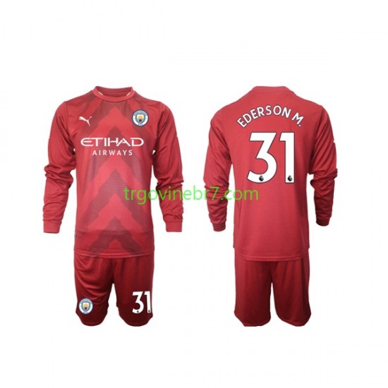 Golmanski Dres - Dres Manchester City Ederson M 31 Domaći 2022-2023 Dugim Rukavima - Dječji