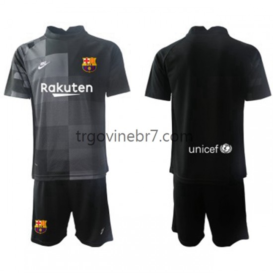 Golmanski Dres - Dres FC Barcelona Gostujući 2021-2022 Kratkih Rukava - Dječji