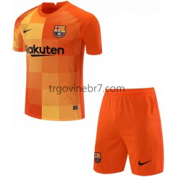 Golmanski Dres - Dres FC Barcelona Domaći 2021-2022 Kratkih Rukava - Dječji