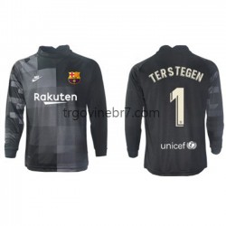 Golmanski Dres - Dres FC Barcelona Ter Stegen 1 Gostujući 2021-2022 Dugim Rukavima - Muški