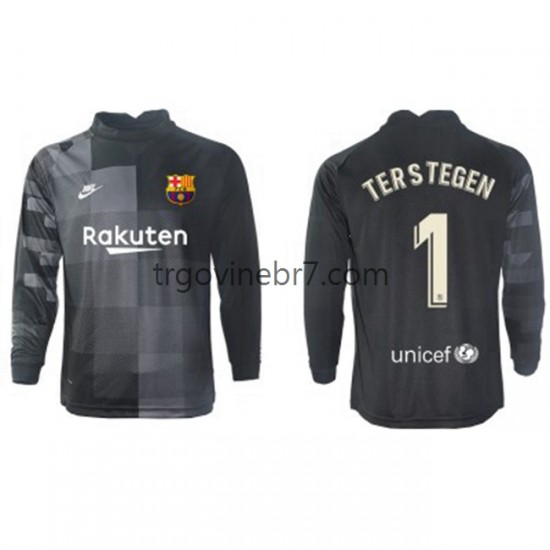 Golmanski Dres - Dres FC Barcelona Ter Stegen 1 Gostujući 2021-2022 Dugim Rukavima - Muški