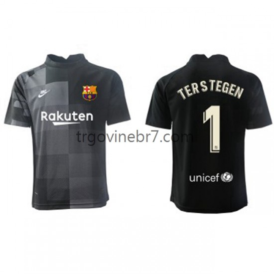 Golmanski Dres - Dres FC Barcelona Ter Stegen 1 Gostujući 2021-2022 Kratkih Rukava - Muški