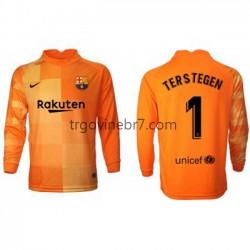Golmanski Dres - Dres FC Barcelona Ter Stegen 1 Domaći 2021-2022 Dugim Rukavima - Muški