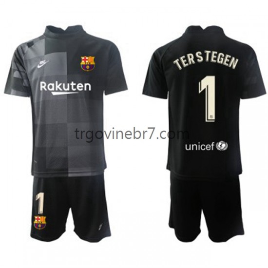 Golmanski Dres - Dres FC Barcelona Ter Stegen 1 Gostujući 2021-2022 Kratkih Rukava - Dječji