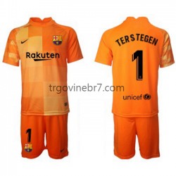 Golmanski Dres - Dres FC Barcelona Ter Stegen 1 Domaći 2021-2022 Kratkih Rukava - Dječji