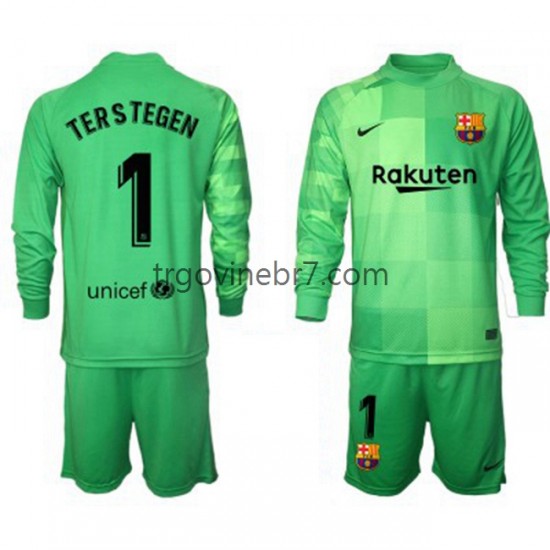 Golmanski Dres - Dres FC Barcelona Ter Stegen 1 Treći 2021-2022 Dugim Rukavima - Dječji