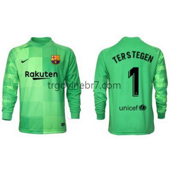 Golmanski Dres - Dres FC Barcelona Ter Stegen 1 Treći 2021-2022 Dugim Rukavima - Muški