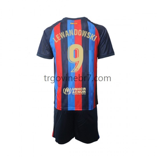 Dres FC Barcelona Robert Lewandowski 9 Domaći 2022-2023 Kratkih Rukava - Dječji